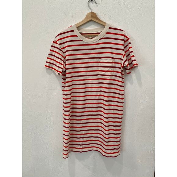 Madewell Dresses & Skirts - Madewell Red White Pablo Stripe Pocket Tee Shirt Sleeve Mini Above Knee Dress S